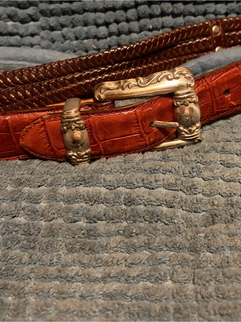 Set of 2 unique Vintage Brighton Belts leather medium brown black